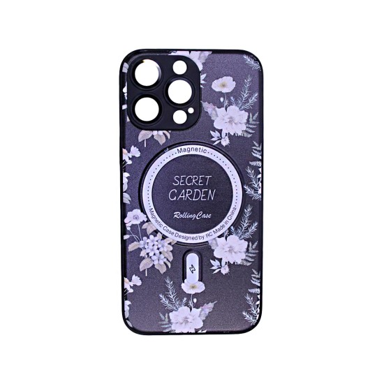 Flower Design Magnetic Case for Apple iPhone 14 Pro Max Black